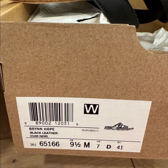 Clarks Black Slide Sandals with Cream Sole - Picture 4 of 4